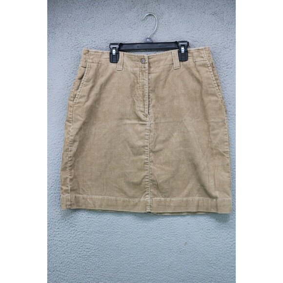 Eddie Bauer Tan Corduroy Stretch Skirt-Size 12-Pockets-Lagenlook - Picture 1 of 13